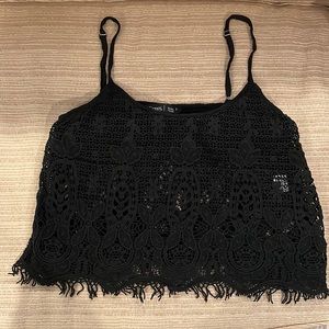 Black Lace Crop Top